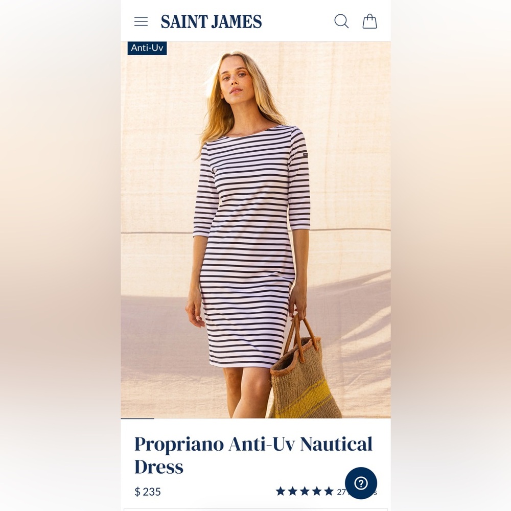 Saint James Navy and White Striped Top